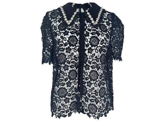 Self portrait Self-Portrait Bluse aus Guipure-Spitze aus schwarzem Polyester