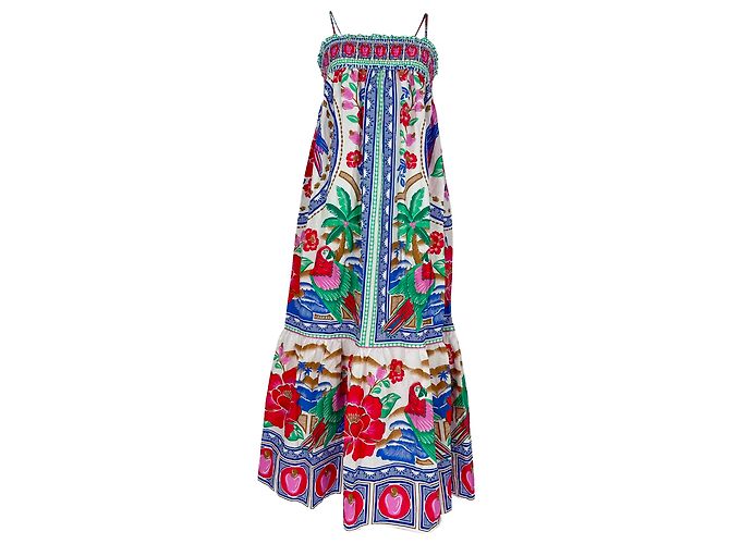 Abito maxi da spiaggia Farm Rio Flowers in cotone multicolore