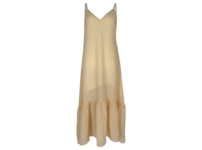 Maje ärmelloses Maxikleid mit V-Ausschnitt aus hellgelbem Polyester