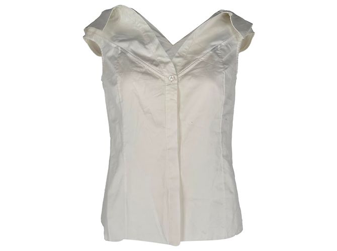 Top elegante a spalle scoperte Jason Wu in cotone bianco Crudo