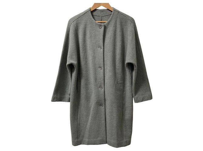 Autre Marque evam eva Wool Collarless Coat Brown