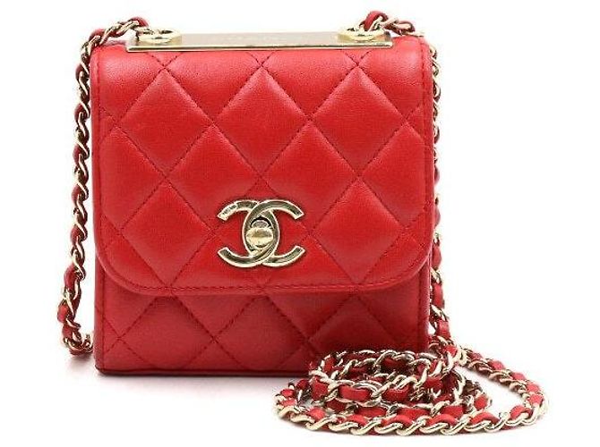 Chanel Mini Schultertasche mit Kette und Klappe Crossbody Rot