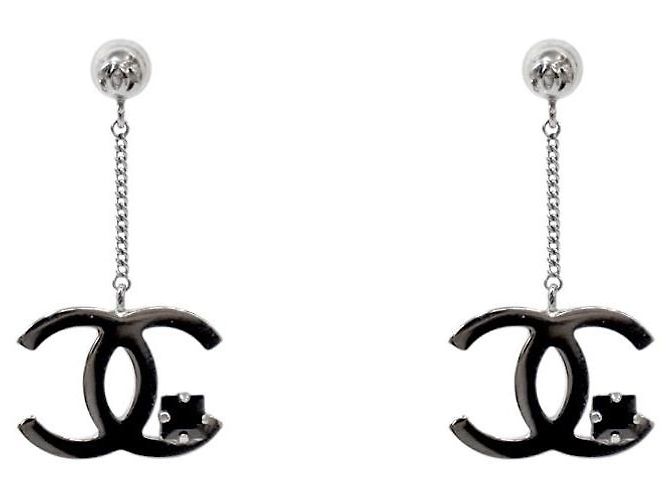 Chanel Orecchini Drop CC Silver Argento 