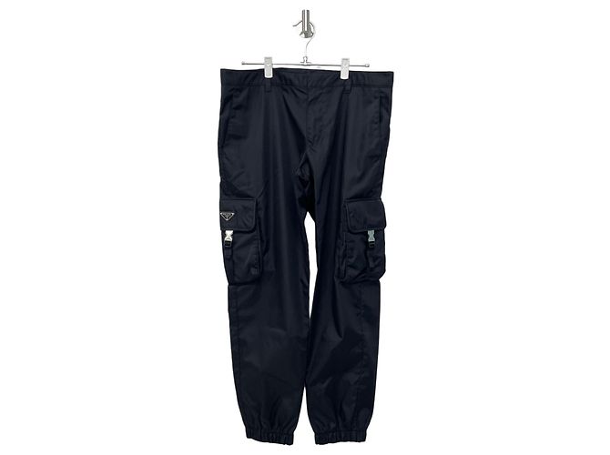 Prada Nylon Cargo Pants with Triangle Logo Black