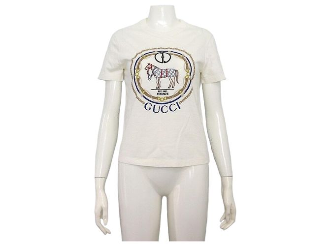 Gucci Camiseta de manga corta para mujer en jersey de algodón interlocking Blanco