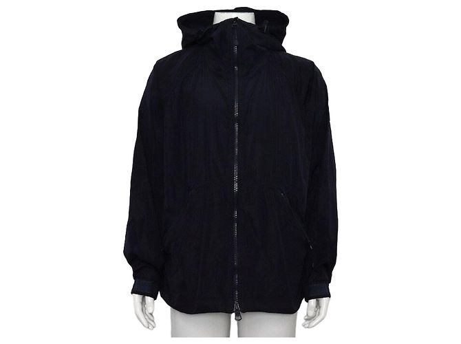 Burberry Giacca a vento con cappuccio da uomo in nylon blu navy