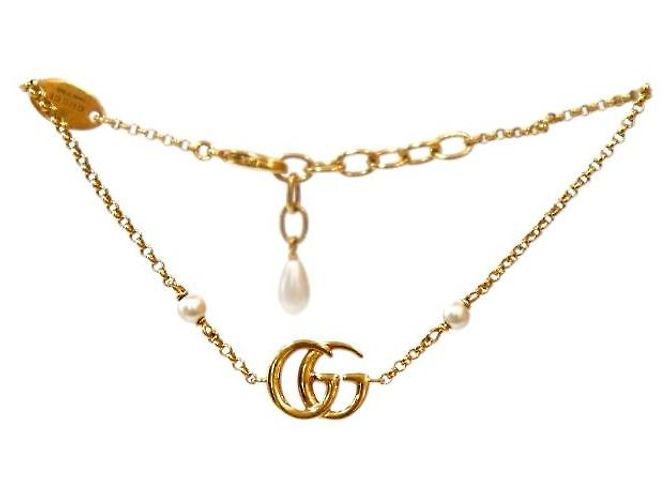 Gucci Bracciale Doppio in Oro e Perle D'oro 
