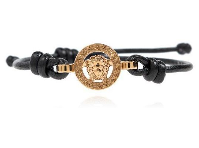 Versace Pulseira de couro Medusa