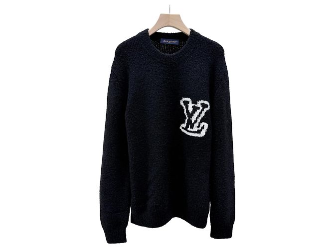 Louis Vuitton Intarsia-Strickpullover Rundhals schwarz