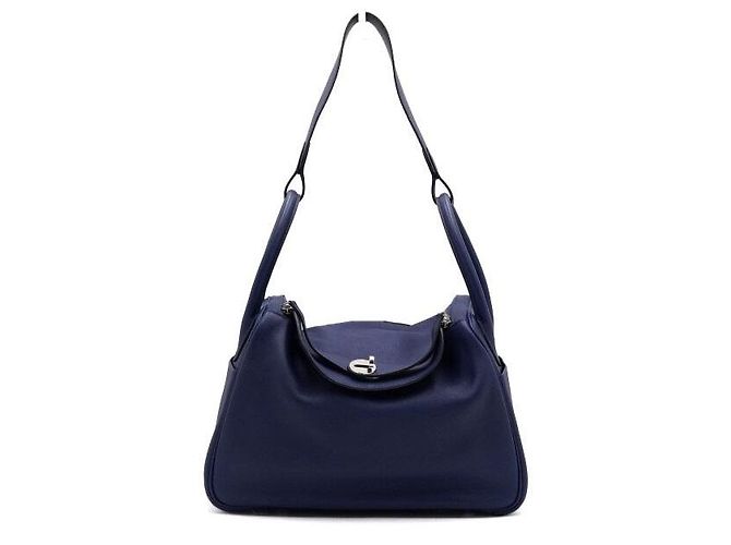 Hermès Saco Tote e de Ombro LINDY Navy Swift Azul