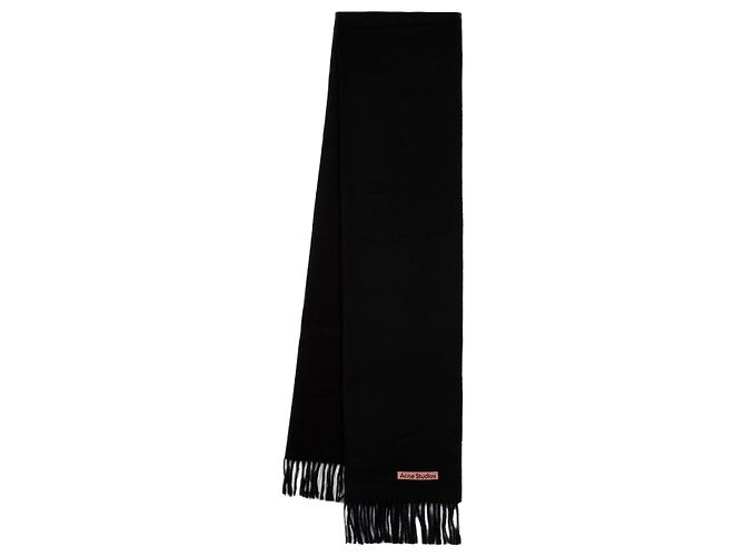 Acne Sciarpa unisex in lana nera Nero 