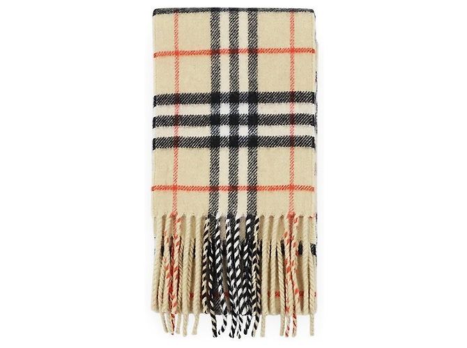 Burberry Cachecol Slim Check em Caxemira (Sand) Marrom