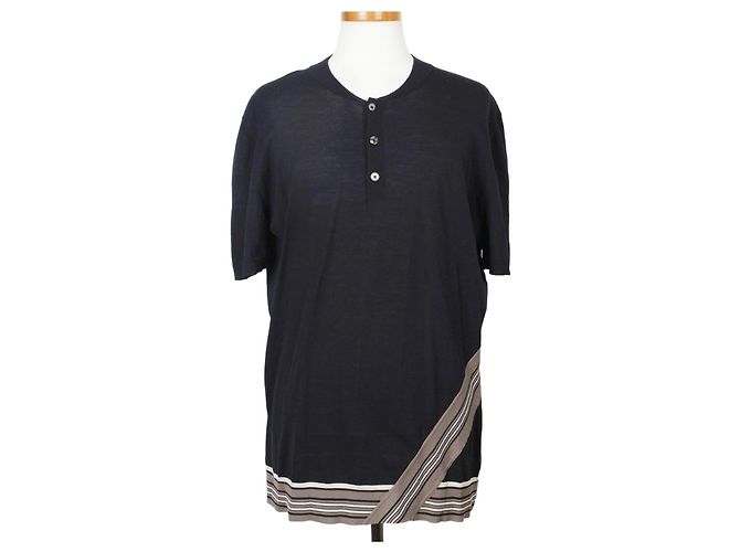 Hermès Navy Short Sleeve Knit XXL Blue