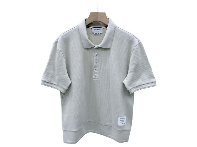 Thom Browne Baumwoll- Polohemd mit kurzen Ärmeln Ivory Weiß