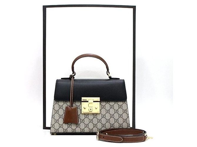 Padlock Gucci Supreme Borsa Tote con manico superiore e Borsa a tracolla con lucchetto Marrone