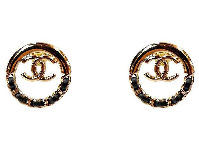 Chanel Orecchini rotondi CC Gold Nero 