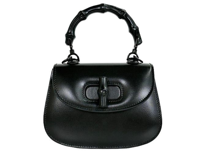 Bamboo Gucci Bolsa de Alça de Bambu Preta Preto