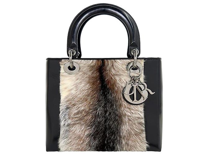Dior Lady Suede Shoulder Tote Bag Medium Black
