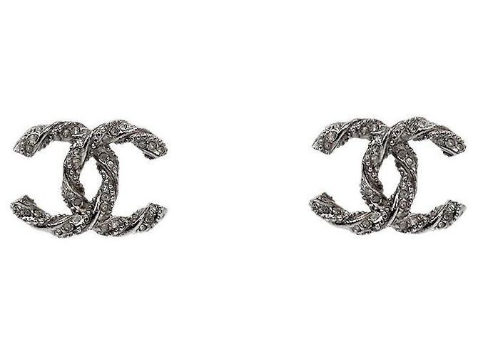 Chanel Pendientes Cubic CC Silver Plata