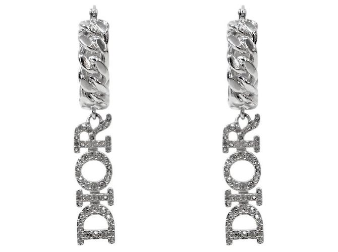 Dior Orecchini a cerchio con cristalli Argento 