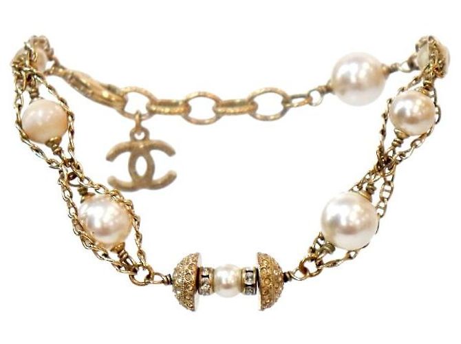 Chanel Bracciale in Perle CC Gold D'oro
