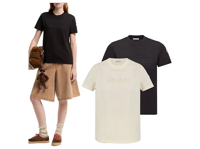 Moncler Camiseta de algodón con logo Blanco
