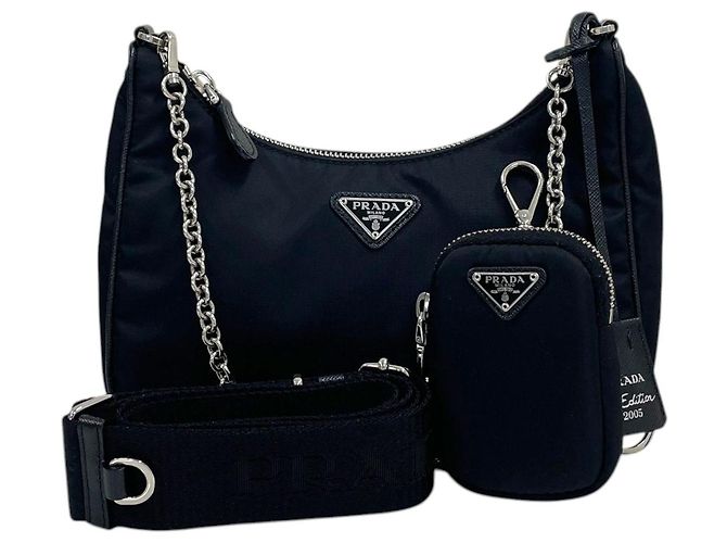 Prada Borsa a tracolla e spalla Multi Hobo in Re-Nylon Nero
