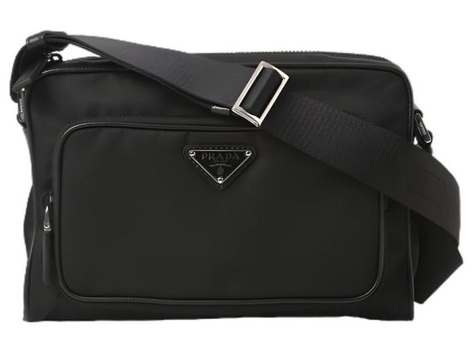 Prada Triangle Logo Nylon Shoulder Bag Black