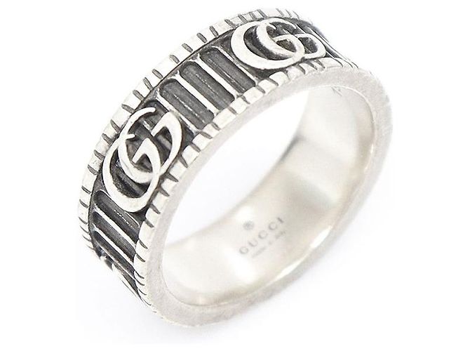 Gucci Silver GG Marmont Wide Ring Silvery
