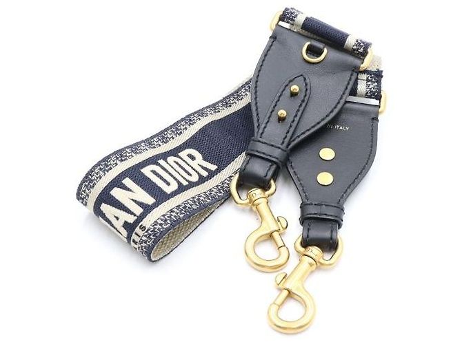 Dior Blauer bestickter Schultergurt mit Ring