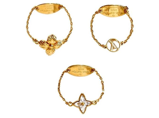 Louis Vuitton Blooming Strass Ring Size Golden