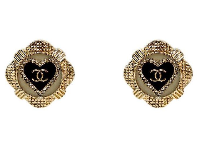 Chanel Pendientes Heart CC Gold