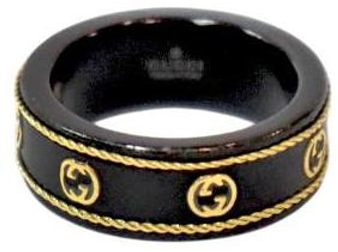 Gucci Gold Icon Ring Schwarz 