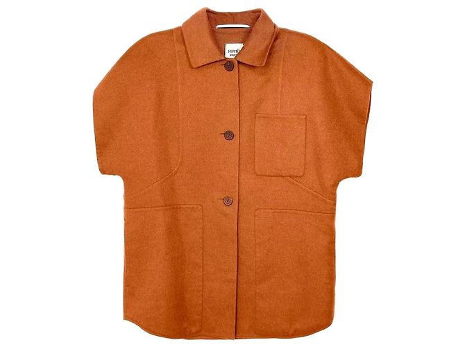 Hermès Sleeveless Cashmere Jacket Orange