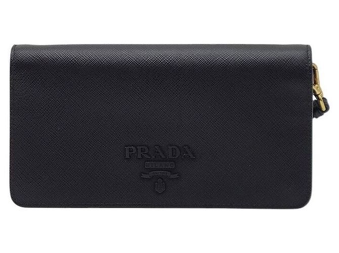 Prada Bolsa Crossbody Saffiano Shine Strap com Corrente Preto
