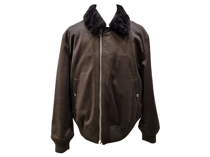 Burberry Shearling Collar Bomber Jacket Brown