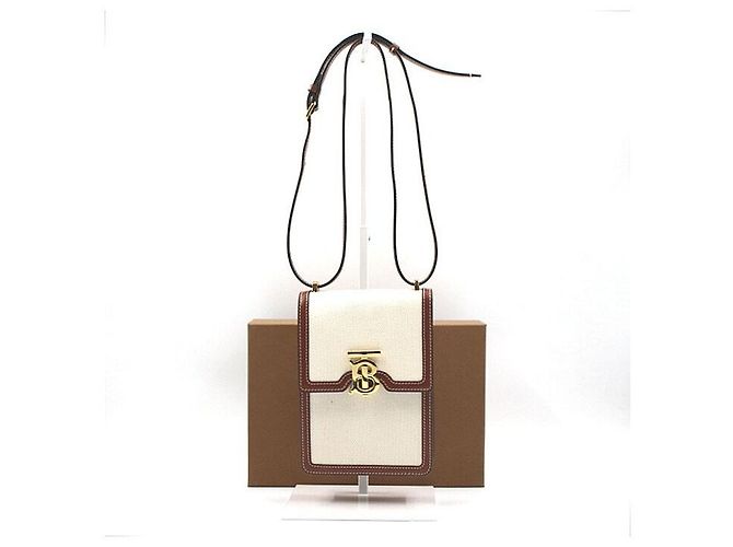 Burberry Bolsa de ombro e crossbody Robin em couro e lona de algodão Marrom
