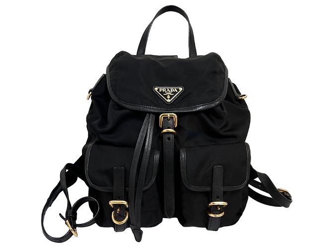 Prada Triangle Logo Nylon Backpack Black