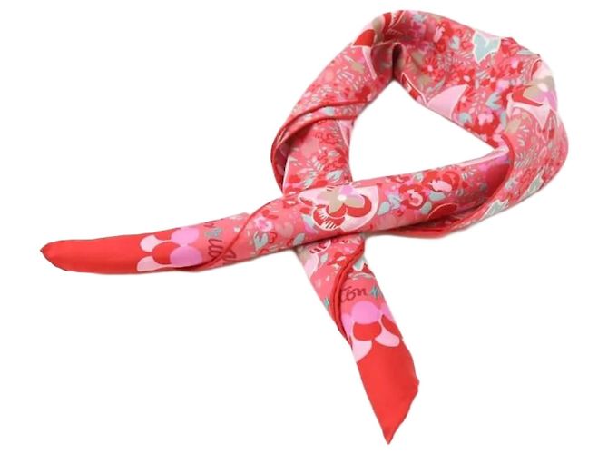 Louis Vuitton Sciarpa a fiori rosso e rosa