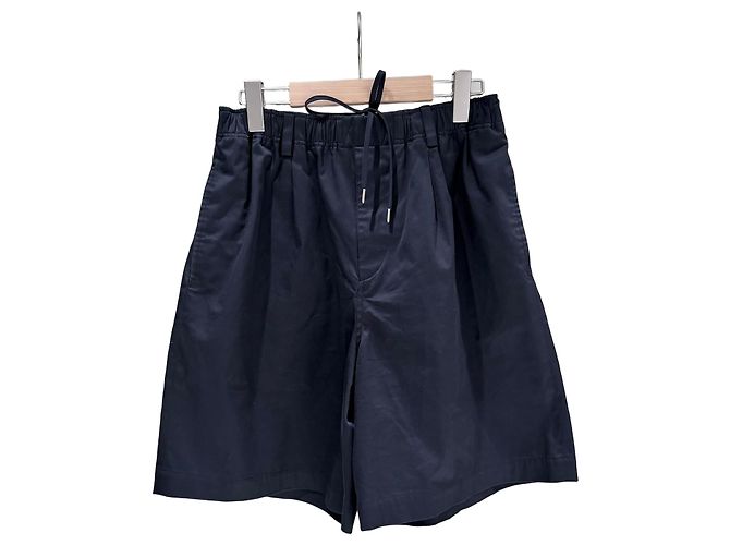 Hermès Baumwollshorts mit elastischem Bund Navy Blau