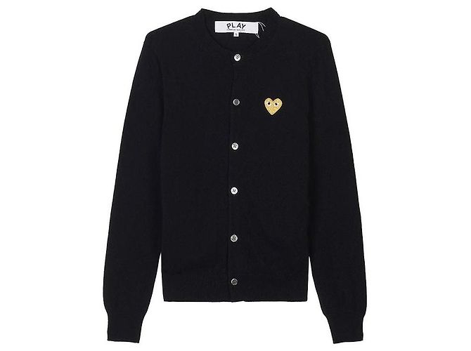 Comme Des Garcons Cardigan avec patch cœur doré
