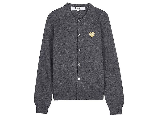 Comme Des Garcons Cardigan avec patch cœur doré Marron