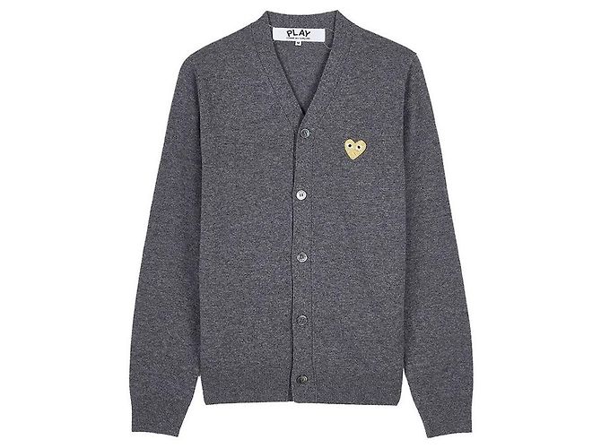 Comme Des Garcons Cardigã com patch de coração dourado Marrom