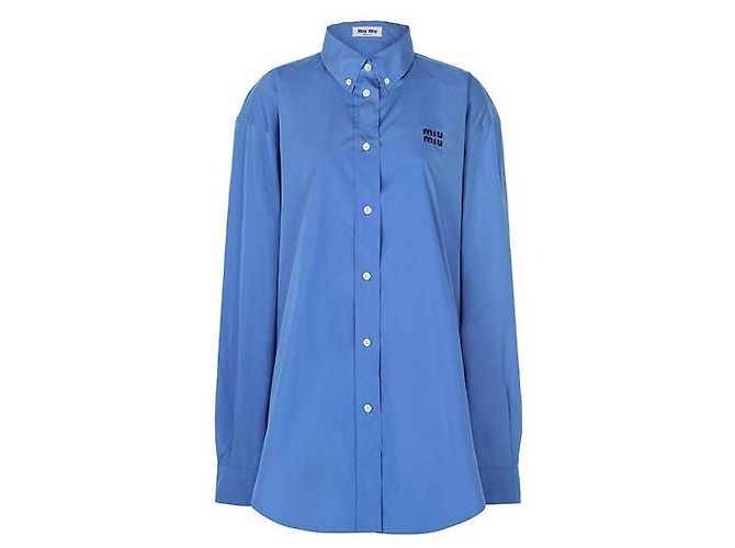 Miu Miu Camisa de popeline em azul pervinca
