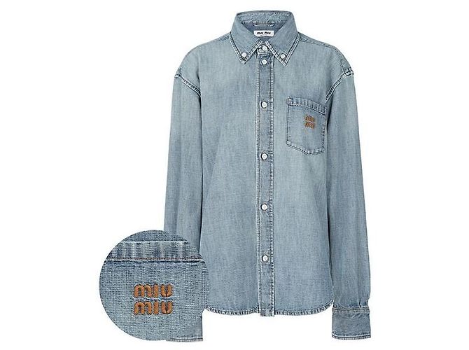 Miu Miu Camicia in denim chambray azzurro Blu