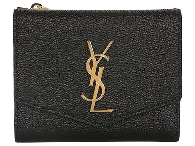Saint Laurent Leather Iconic Tri-fold Black Wallet
