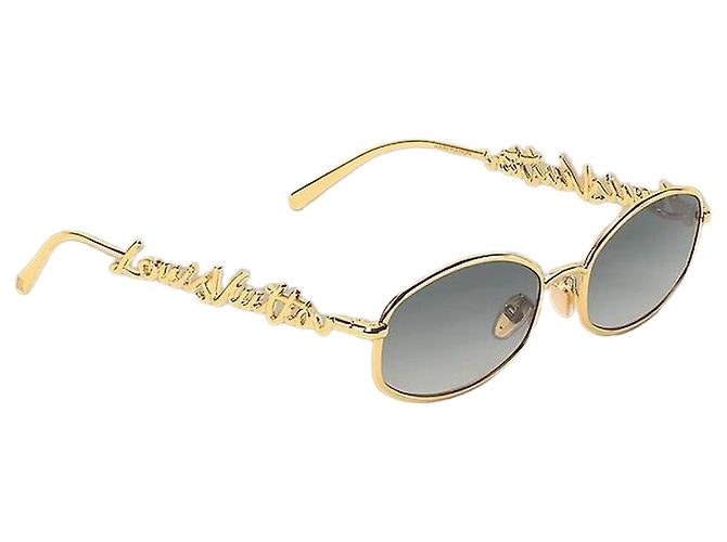 Louis Vuitton Óculos de sol redondos de metal Dourado
