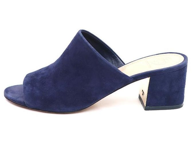 Tory Burch Mules e pantofole platform con zeppa in camoscio Blu