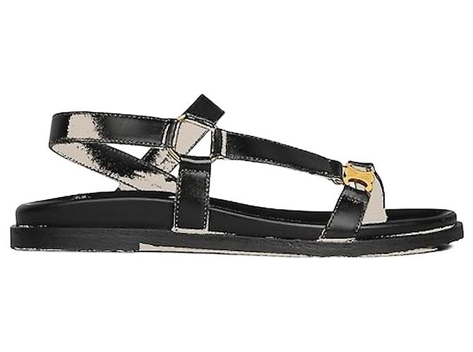 Céline Sandale Triomphe Mode en cuir de veau Black