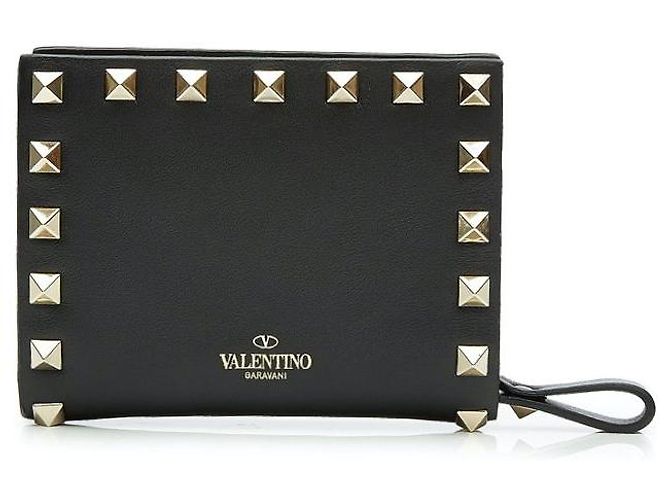 Valentino Rockstud Portfolio in Leather Wallet Black